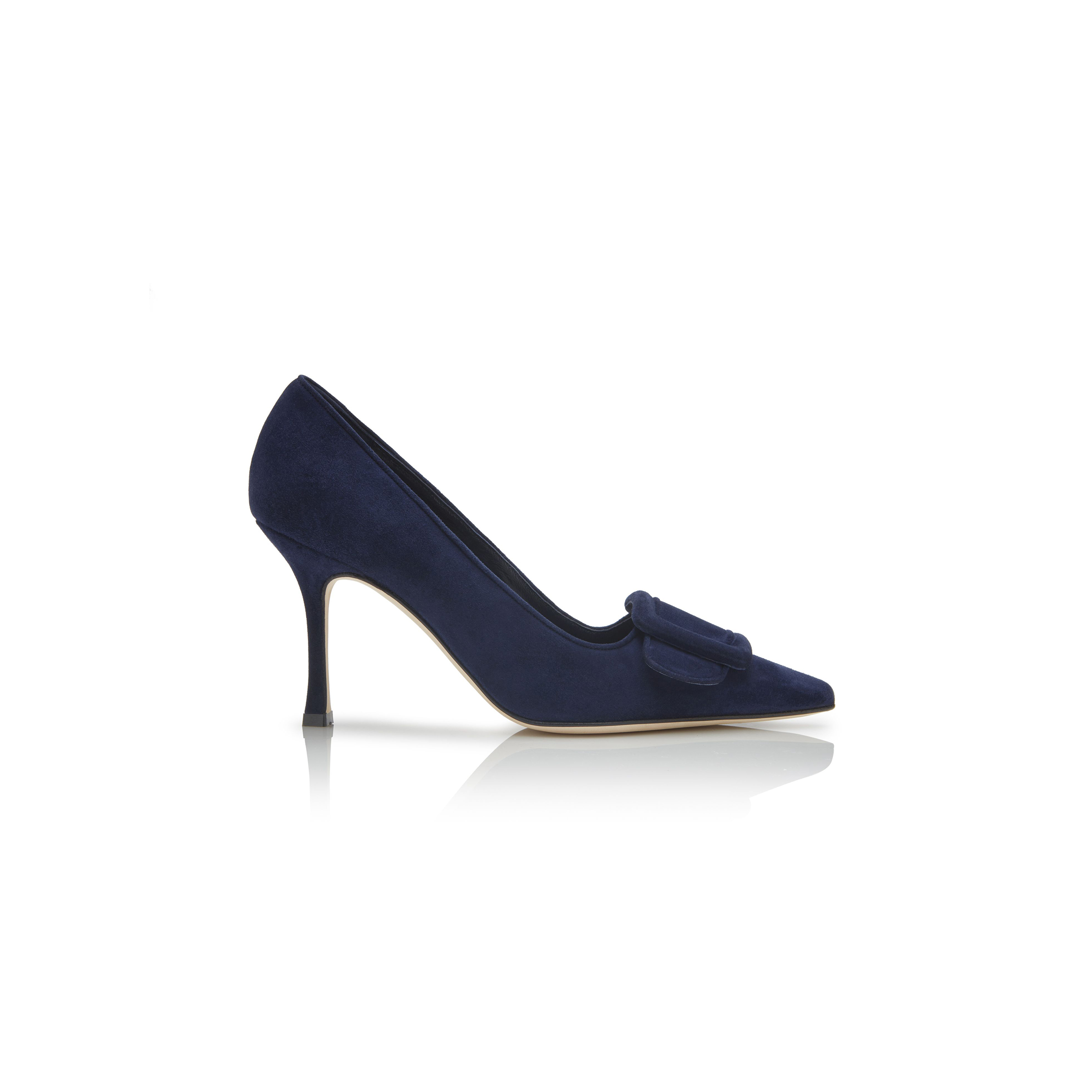 man010 B1ahn*k maysalepump 90 navy blue suede buckle detail pumps 219-0174-0010